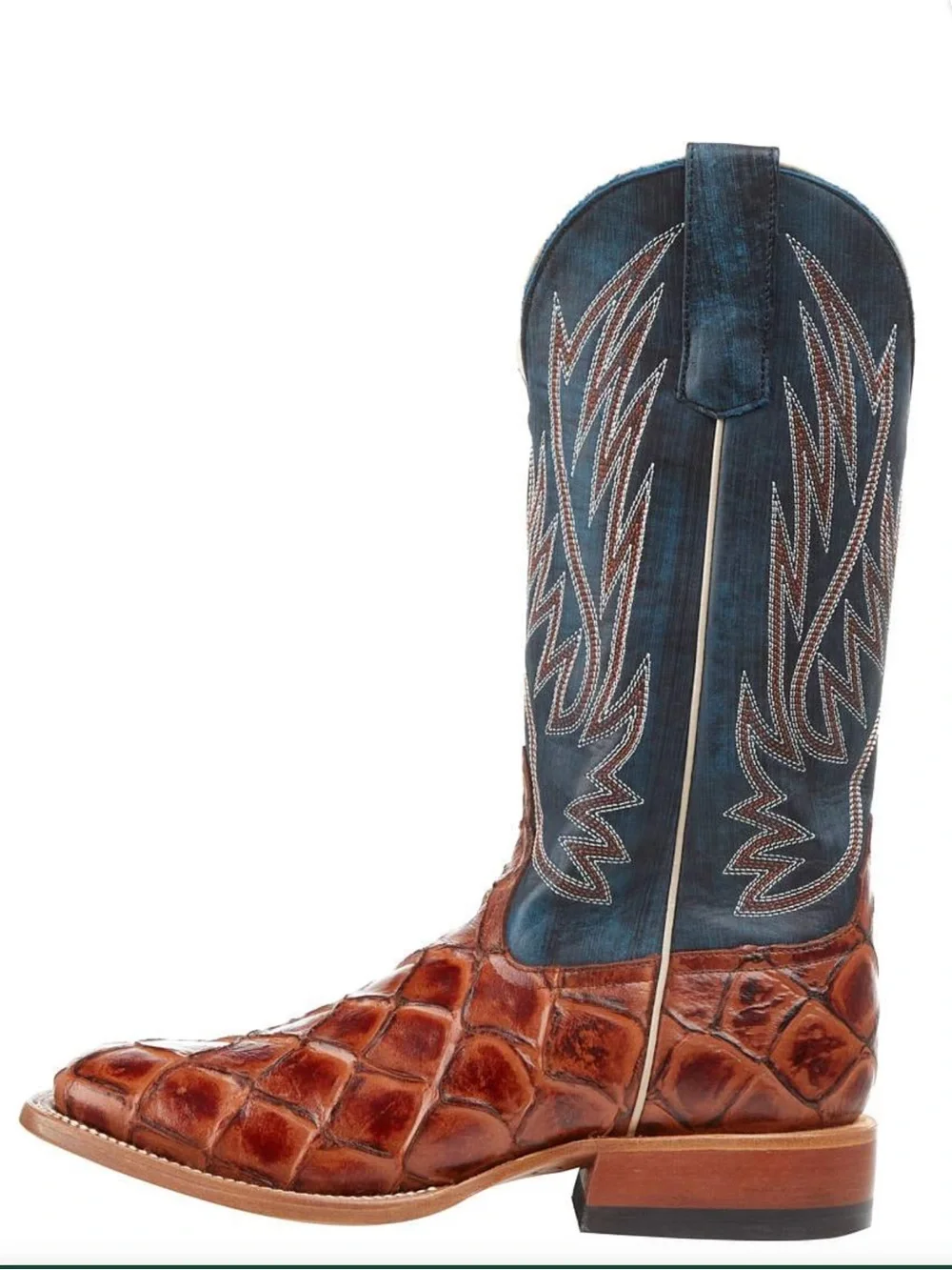Horse Power Kids Blue/Cognac Brown Leather Western Cowboy Boots